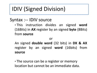 Arithmetic instrctions | PPTX