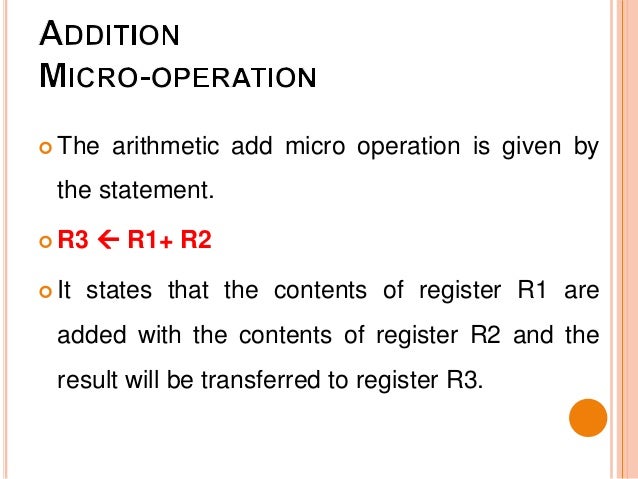 Arithmetic micro operations