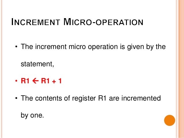 Arithmetic micro operations