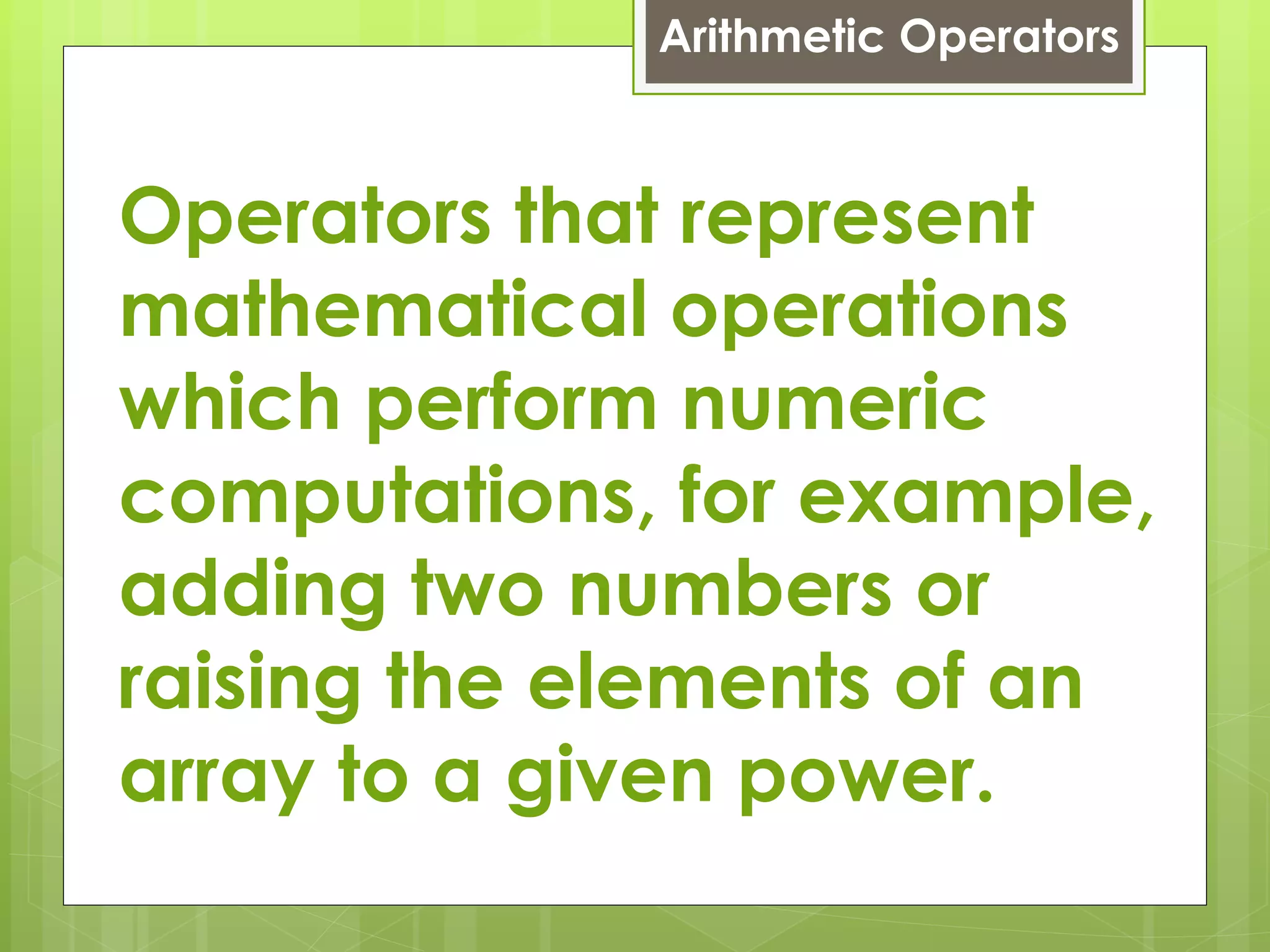 Arithmetic operator | PPT