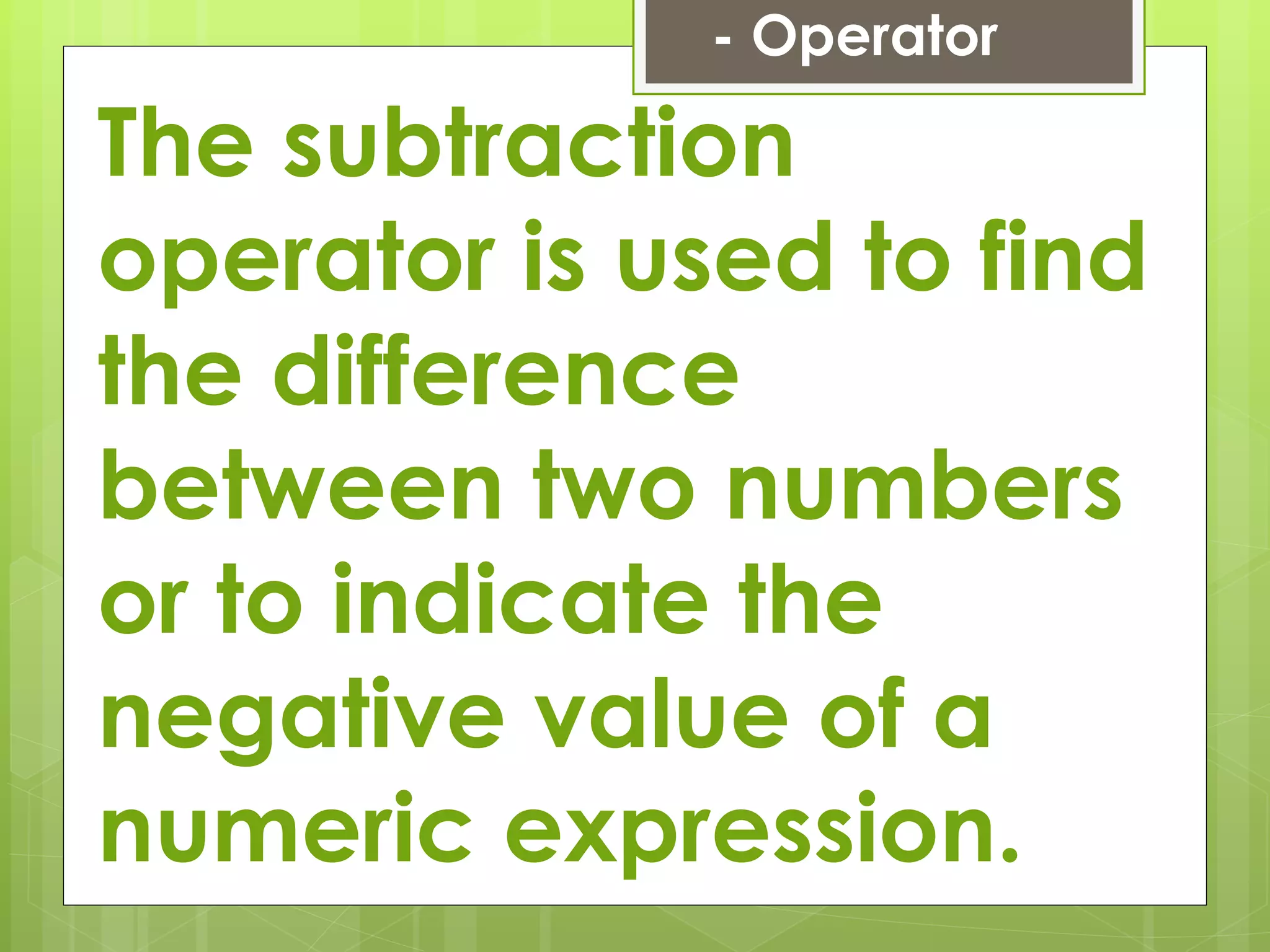 Arithmetic operator | PPT