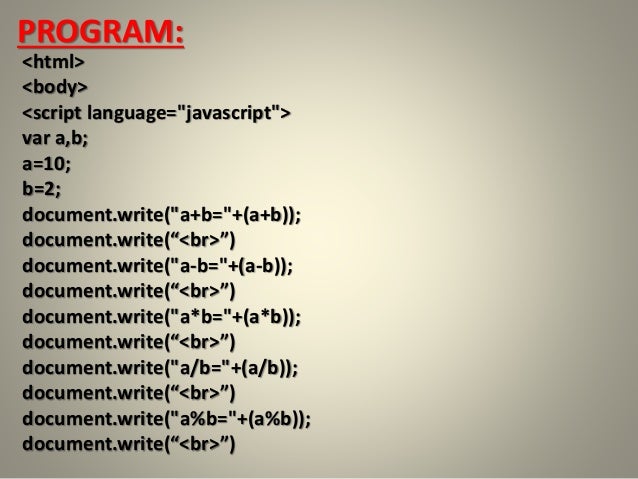 35 Javascript Arithmetic Operators Program - Javascript Nerd Answer