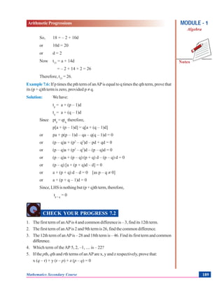 Arithmetic progressions /Algebra | PDF