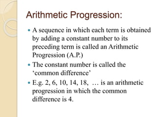 Arithmetic progressions | PPTX