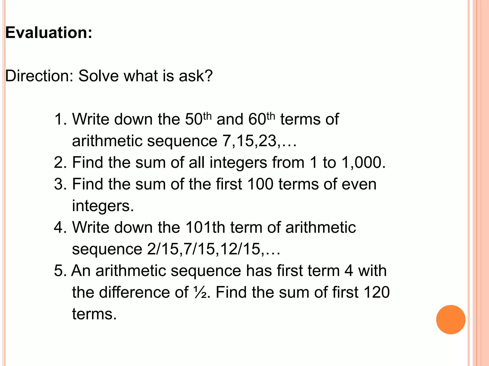 Arithmetic Sequence | PPTX