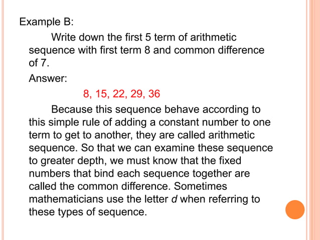 Arithmetic Sequence | PPTX