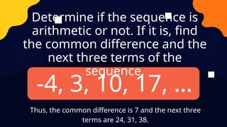 arithmetic sequence for grade 10 mathematics | PPTX