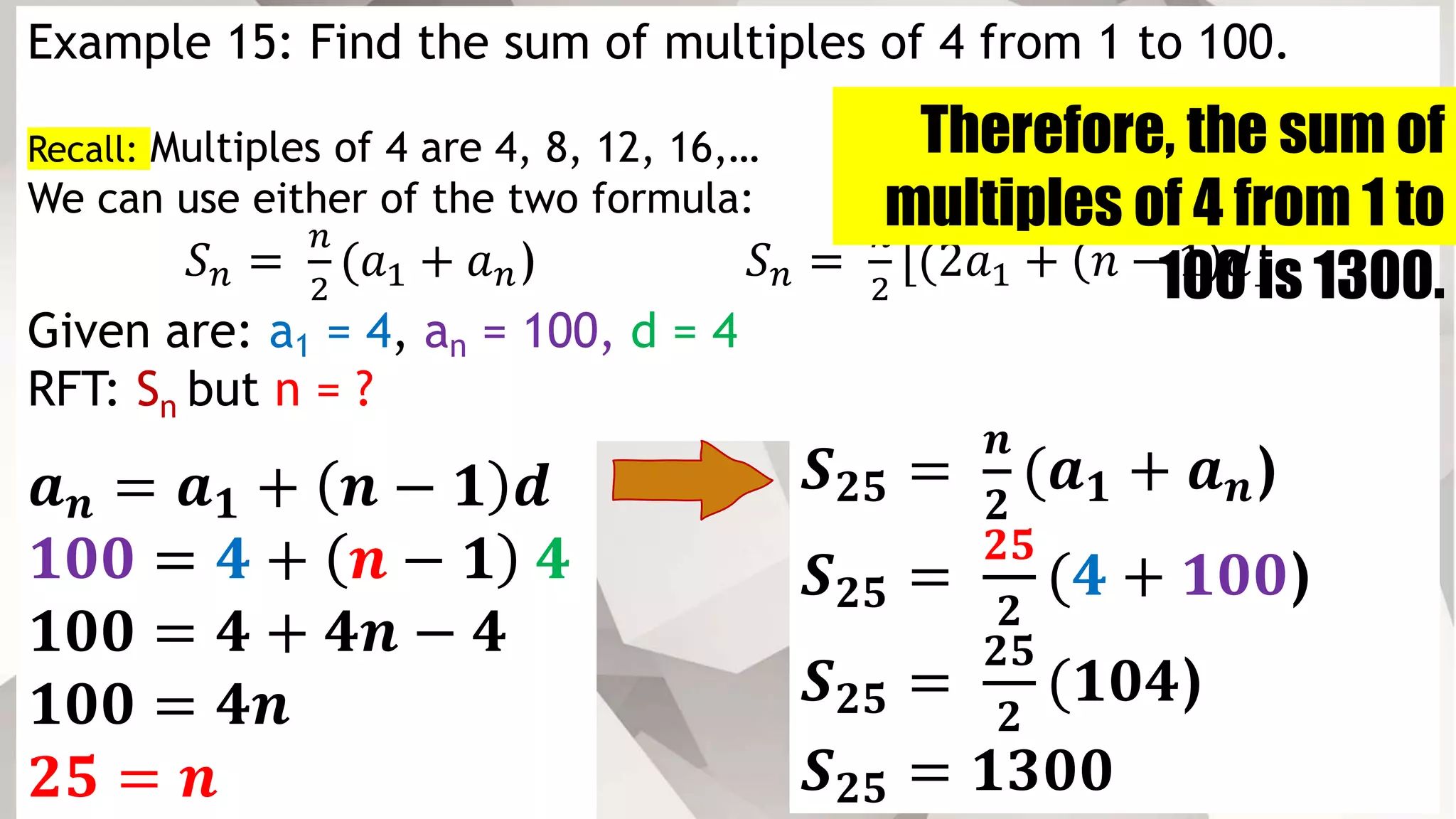 Week 2: Arithmetic sequence (More examples) | PPT