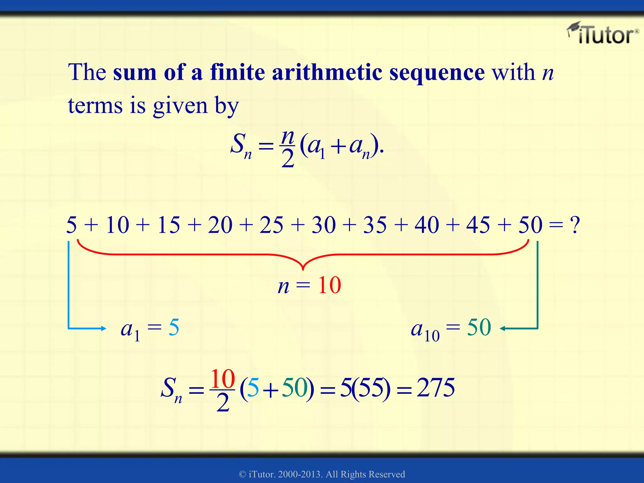Arithmetic Sequence and Series | PPTX | Physics | Science