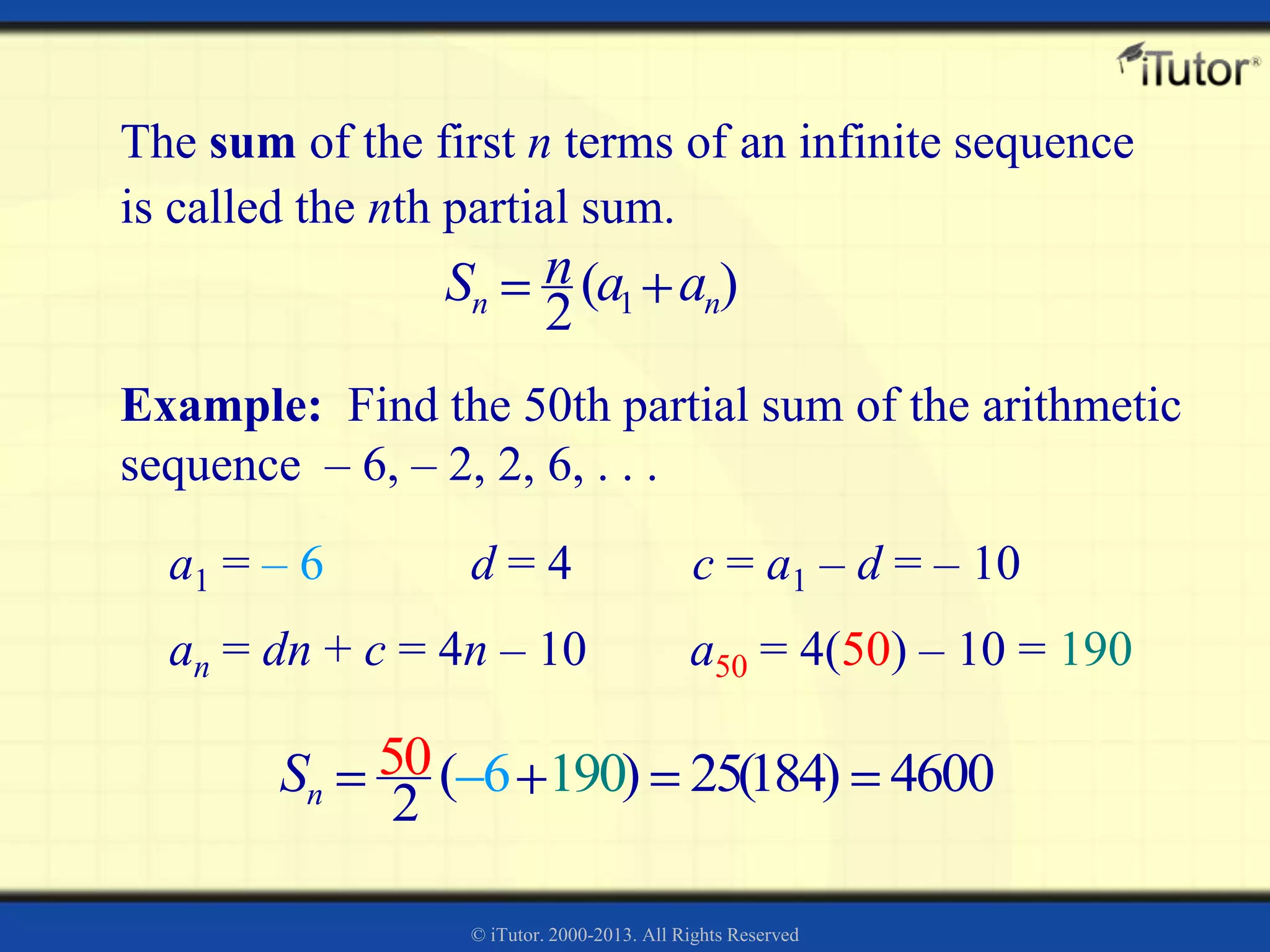 Arithmetic Sequence and Series | PPTX | Physics | Science