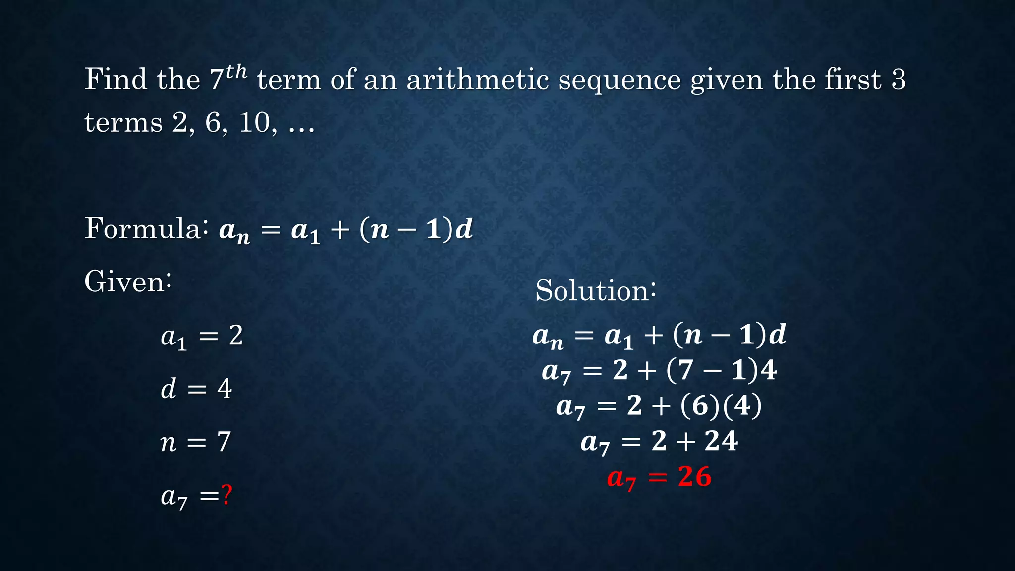 Arithmetic sequence G10.pptx | Homework and Study | Education