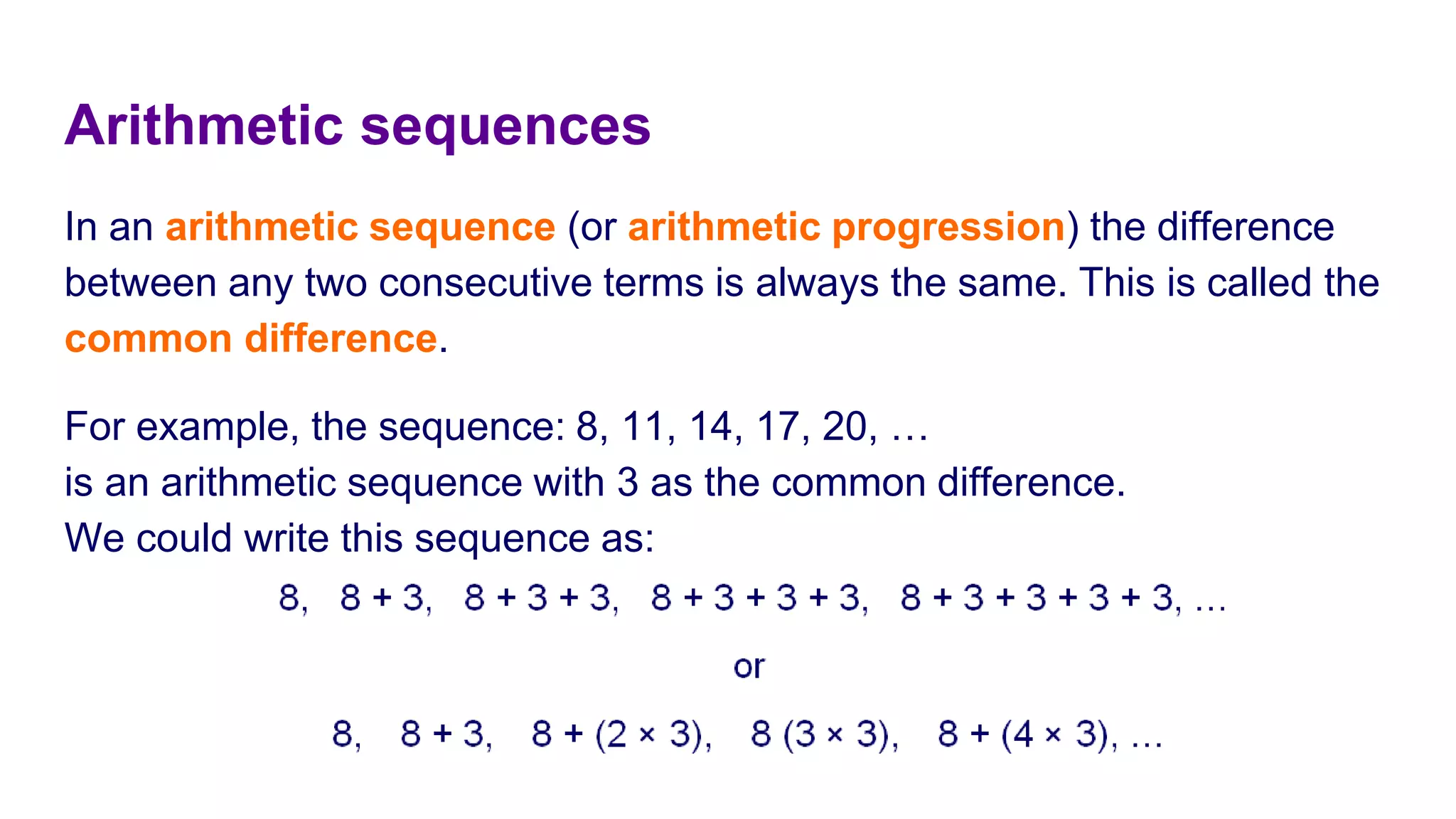 Arithmetic sequences and series | PPTX