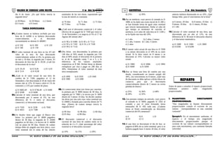 53 54COLEGIO DE CIENCIAS LORD KELVIN 5 to Año Secundaria ARITMÉTICA 5 to Año Secundaria
día 6 de Junio. ¿En qué fecha vencía la
segunda letra?
a) 28 Mayo b) 30 Mayo c) 2 Junio
d) 4 Junio e) 6 Junio
TAREA DOMICILIARIA
01.¿Cuánto menos se hubiera recibido por una
letra de S/ 42000 si se hubiera descontado
comercialmente, si al descontar
racionalmente se obtiene S/ 40000?.
a) S/ 250 b) S/ 200 c) S/ 120
d) S/ 100 e) S/ 150
02.El valor nominal de una letra es los 4/5 del
valor de la otra. Se han descontado
comercialmente ambas al 4%, la primera por
un mes y 10 días, la segunda por 3 meses. El
descuento de ésta fue de S/ 20,50. ¿Cuál fue
el descuento de la otra?
a) S/ 10,18 b) S/ 8,30 c) S/ 4,10
d) S/ 3,14 e) S/ 8,38
03.¿Cuál es el valor actual de una letra de
cambio de S/ 7200, pagadera el 12 de
Setiembre y fue descontada el 20 de Junio del
mismo año al 12%. El banco cobró el 1% de
comisión y 2,5% por cambio de plazo.
a) S/ 6682,40 b) S/ 6746,40 c) S/ 6400
d) S/ 6500 e) S/ 6600
04.Calcular el valor nominal de una letra, que
descontada por 4 meses al 5%, da una
diferencia de S/ 2 entre el descuento
comercial y el descuento racional.
a) S/ 7320 b) S/ 3230 c) S/ 7050
d) S/ 4025 e) S/ 7280
05.Un deudor tiene que pagar al Banco tres
letras: La primera por S/ 8000 pagadera
dentro de 30 días, la segunda de S/ 20000
pagadera en 60 días y la tercera de S/ 40000
con un plazo de 90 días. Dentro de cuánto
tiempo debe ser pagada una letra única, cuyo
valor nominal sea la suma de los valores
nominales de las tres letras, suponiendo que
la tasa de interés es constante.
a) 70 días b) 71 días c) 72 días
d) 73 días e) 74 días
06.¿Cuál será el descuento comercial y el valor
efectivo de un pagaré de S/ 7200 que vence el
15 de Noviembre y se negocia al 5% el 17 de
Agosto del mismo año?
a) S/ 90 y S/ 6300 b) S/ 85 y S/ 7114
c) S/ 95 y S/ 7105 d) S/ 91 y S/ 7109
e) S/ 99 y S/ 7110
07.Dos letras son descontadas, la primera por
140 días al 50% anual; la segunda por 150
días al 60% anual; el descuento de la primera
es al de la segunda como 7 es a 5, y la
diferencia de los valores nominales
respectivos es $ 560. Dichas letras se desean
reemplazar por otra a pagar en 200 días al
40%. Determinar el valor nominal de ésta
letra reemplazante.
a) $ 1890 b) $ 1920 c) $ 1940
d) $ 1980 e) $ 1680
08.Un comerciante tiene tres letras por cancelar,
la primera por S/ 8000 dentro de 40 días, la
segunda por S/ 7000 y la tercera por S/ 5000
dentro de 3 meses 10 días. Se decide cambiar
las letras por una sola cuyo valor nominal sea
S/ 20000 y firmada para cancelar dentro de 75
días. ¿Dentro de cuánto tiempo vencía la
segunda letra?
a) 90 días b) 98 días c) 60 días
d) 65 días e) 80 días
09.El descuento comercial y el descuento
racional de una letra de cambio están en la
relación de 4 a 3. ¿Qué porcentaje del valor
nominal es el descuento racional?
a) 10% b) 15% c) 20%
d) 25% e) 30%
10.Por un artefacto, cuyo precio al contado es S/
1880, se ha dado una cuota inicial de S/ 200 y
se han firmado letras de igual valor nominal
que vencen mensualmente. Hallar al cabo de
que tiempo se terminará de cancelar el
artefacto, si el valor de cada letra es S/ 1200 y
se ha fijado una tasa del 10%.
a) 1 año b) 2 años, 2 meses
c) 1 año, 3 meses d) 1 año, 5 meses
e) 2 años
11.El menor valor actual de una letra es S/ 5940
y su menor descuento es el 10% de su valor
actual. Si la letra vence en 8 meses y se
descuenta al 15%. Calcular su mayor valor
actual.
a) S/ 5900 b) S/ 6006 c) S/ 5994
d) S/ 6000 e) S/ 6500
12.Hoy se firma una letra de cambio por una
deuda, considerando un interés simple del
30%, con vencimiento en 8 meses. ¿Qué tasa
de descuento se debe aplicar a dicho efecto de
comercio para que al descontarla
comercialmente dentro de 2 meses no exista
pérdida de dinero?
a) 25% b) 36% c) 48%
d) 30% e) 35%
13.Una persona compra un artículo, cuyo precio
al contado es S/ 6000, pagando S/ 2562 al
contado y por el resto firmando letras
mensuales de S/ 450 cada una. ¿Cuántas
letras se firmó considerando un descuento
comercial del 6% semestral?
a) 4 b) 6 c) 8
d) 10 e) 12
14.Si una letra se descontase el día de hoy, se
pagaría el 80% de su valor nominal, pero si se
hubiera pagado hace 4 meses 20 días, el valor
anterior hubiera disminuido en un 10%. ¿Qué
tiempo falta para el vencimiento de la letra?
a) 6 meses, 20 días b) 8 meses, 10 días c)
9 meses, 10 días d) 11 meses, 20 días
e) 1 año
15.Calcular el valor nominal de una letra, que
descontada por un año al 12%, da una
diferencia de S/ 36 entre el descuento abusivo
y el descuento matemático.
a) S/ 2000 b) S/ 2300 c) S/ 2800
d) S/3200 e) S/4200
Antes de pasar a estudiar el reparto proporcional,
hablemos primero sobre magnitudes
proporcionales.
I. MAGNITUDES DIRECTAMENTE
PROPORCIONALES.
“Dos magnitudes se llaman directamente
proporcionales cuando el cociente de sus
valores correspondientes es una cantidad
constante”
Ejemplo1: En el movimiento uniforme, el
espacio y el tiempo son magnitudes
directamente proporcionales porque el
cociente de sus valores correspondientes es
para cada movimiento, una constante llamada
velocidad.
S5AR34B “El nuevo símbolo de una buena educación....” S5AR34B “El nuevo símbolo de una buena educación...."
REPARTO
 