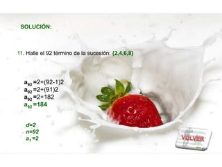 SOLUCIÓN:



11. Halle el 92 término de la sucesión: {2,4,6,8}




  a92 =2+(92-1)2
  a92 =2+(91)2
  a92 =2+182
  a92 =184


   d=2
   n=92
   a1 =2
 