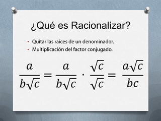 Potencia de Radicales𝑏𝑎𝑛=𝑏𝑎𝑛 