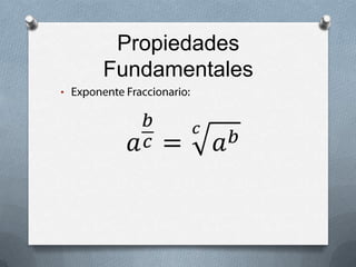 Propiedades FundamentalesExponente Negativo:𝑎−𝑛= 1𝑎𝑛 