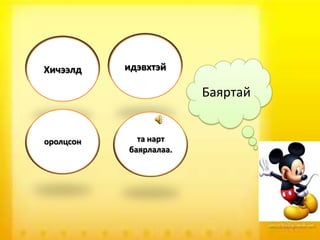 Хичээлд

идэвхтэй

Баяртай

оролцсон

та нарт
баярлалаа.

 