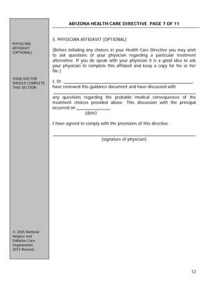 Arizona Advance Directive | PDF