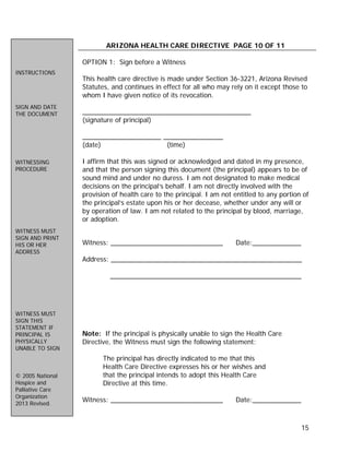 Arizona Advance Directive | PDF