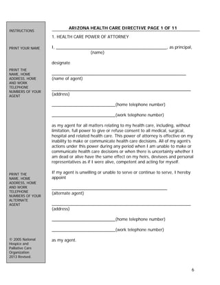 Arizona Advance Directive | PDF