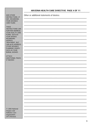 Arizona Advance Directive | PDF
