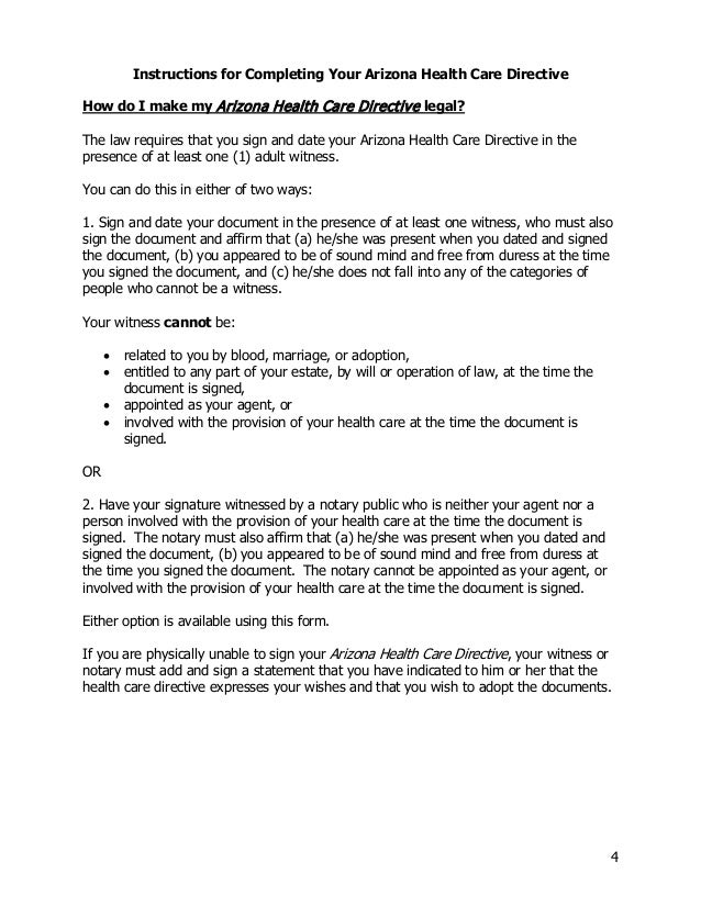 arizona advance directive advance directives form arizona