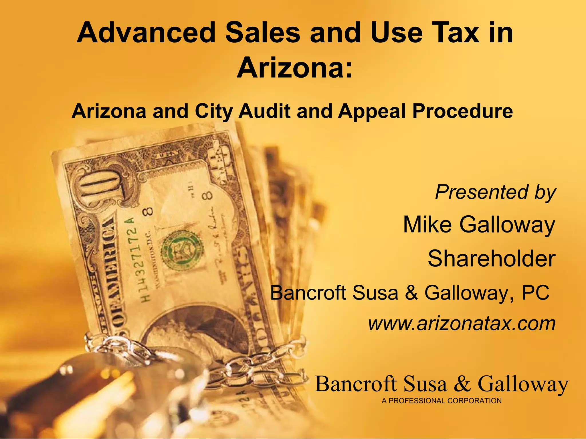 Arizona and City Audit and Appeal Procedure July 2009 PPT