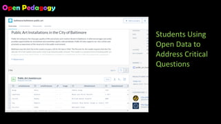 Students Using
Open Data to
Address Critical
Questions
Open Pedagogy
 