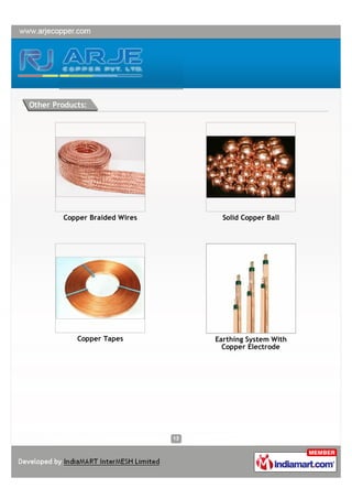 Other Products:




        Copper Braided Wires     Solid Copper Ball




            Copper Tapes       Earthing System With
                                 Copper Electrode
 