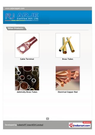 Other Products:




           Cable Terminal           Brass Tubes




        Admiralty Brass Tubes   Electrical Copper Rod
 