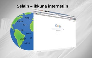 ISP
DNS
URL
HTTP
IP
TCP
Cache
WWW
Selain – ikkuna internetiin
 
