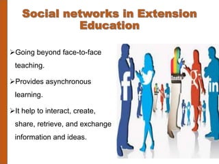 Going beyond face-to-face
teaching.
Provides asynchronous
learning.
It help to interact, create,
share, retrieve, and exchange
information and ideas.
5
 