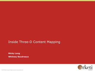 Inside Three-D Content Mapping Micky Long Whitney Boudreaux 