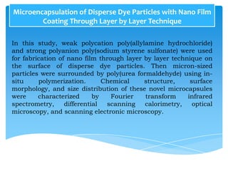 Microencapsulation in dyeing | PPTX