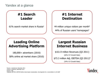 Introduction


    Yandex at a glance

                          #1 Search                                                ...