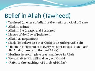 Master Toheed Arkanul Iman.pptx six articles of faith in slamic religion | PPTX