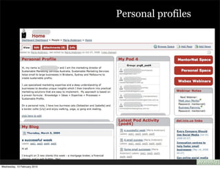 Personal profiles




Wednesday, 10 February 2010
 