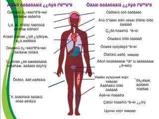 Цусны хорт хавдар
Áîãèíî õóãàöààíä ¿¿ñýõ íºëººëºë Óäààí õóãàöààíä ¿¿ñýõ íºëººëºë
¯ñ, õóâöñàíä òàìõèíû
óòàà øèíãýíý
Òàðõèíû öóñ õàðâàëòÒàðõèíû õ¿÷èëòºðºã÷èéí
õàíãàìæ áàãàñíà
Àìíû õºíäèéí áîëîí óëààí õîîëîéí õîðò
õàâäàð
Óóøãèíû õ¿÷èëòºðºã÷èéí
õàíãàìæ ìóóäíà
Ç¿ðõíèé ¿éë àæèëëàãàà
õóðäñàæ, äàðàëò èõýñíý
Õóðóó, ãàð øàðëàíà
Ç¿ðõ ñóäàñíû ºâ÷èí
Óóøèã òýëýãäýõ ºâ÷èí
Óóøãèíû õîðò õàâäàð
Õîäîîäíû øàðõ, хавдар
Àðüñ õóóðàéøèæ ºíãº íü àëäàãäàæ
¿ð÷èéíý
Умайн хүзүүний хорт
хавдар
Äàâñàãíû õîðò
õàâäàð
¯ðã¿éäýë,
áýëãèéí
ñóëðàë
Áóë÷èí ñóëàðíà
Çàõûí ñóäàñíû ºâ÷èí ¿¿ñíý
Àìíààñ ìóóõàé ¿íýð ¿íýðòýæ,
ø¿ä øàðëàíà
Í¿ä, àì, õîîëîéí ñàëñòûã
öî÷ðîîæ õîðñãîíî
 