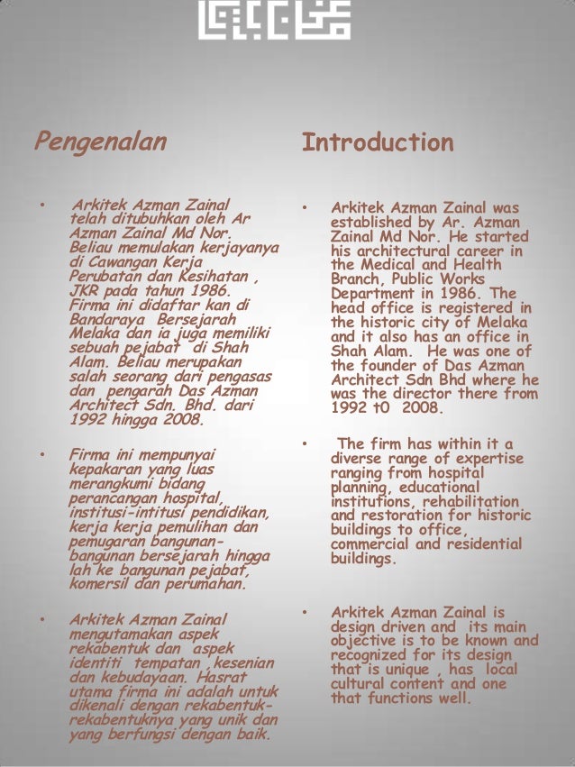 Arkitek Azman Zainal Profile
