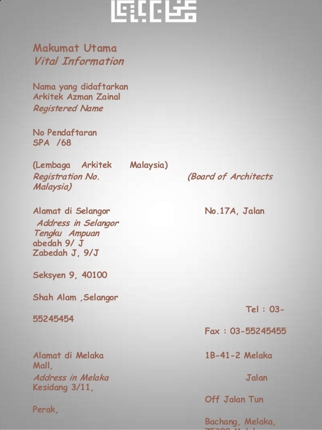 Arkitek Azman Zainal Profile