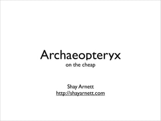 Archaeopteryx
      on the cheap


       Shay Arnett
  http://shayarnett.com
 