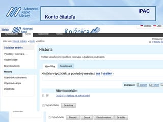 IPAC
Konto čitateľa
 