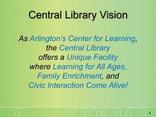 Arlington Central Library Recommended Plan of Service and Facility