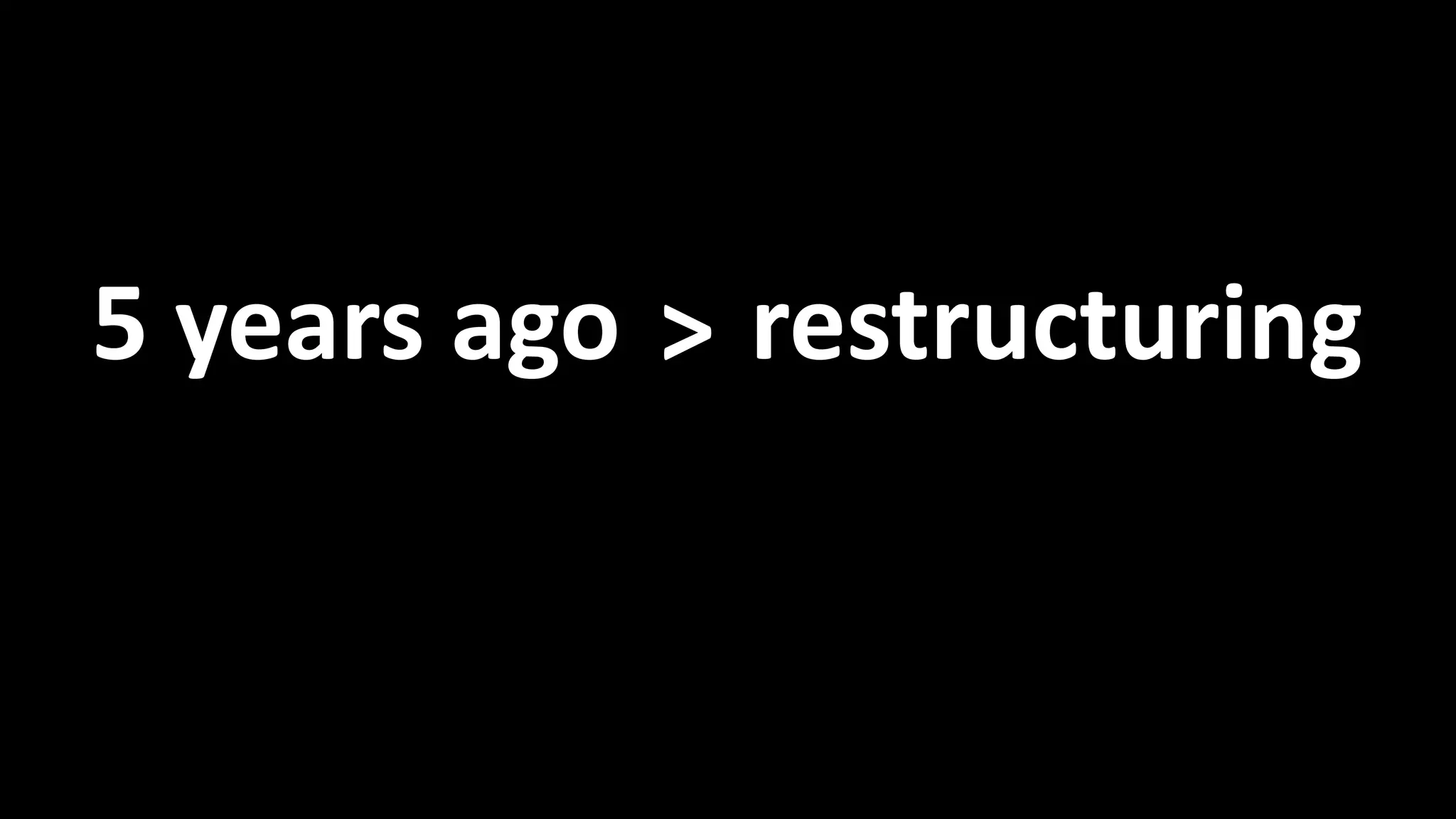 5 years ago > Restructuring 
5 years ago > restructuring 
 