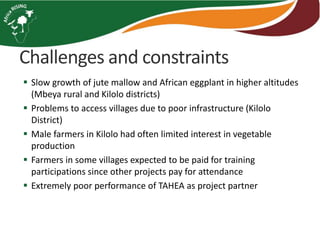 AR-NAFAKA Project Vegetable Component: 2016–2017 Progress
