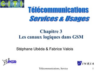 Chapitre 3 
Les canaux logiques dans GSM 
Stéphane Ubéda & Fabrice Valois 
Télécommunications, Services & Usages 1 
 