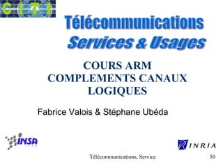 COURS ARM 
COMPLEMENTS CANAUX 
LOGIQUES 
Fabrice Valois & Stéphane Ubéda 
Télécommunications, Services & Usages 50 
 