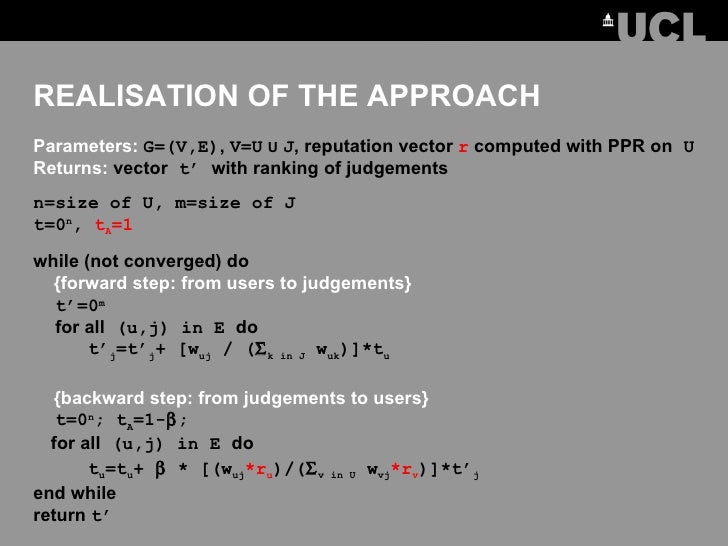Realisation Of The Approach Ul Li Parameters