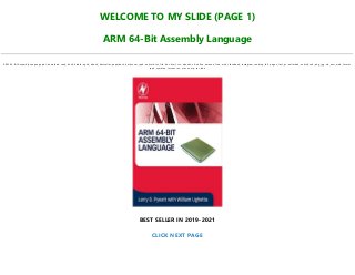 WELCOME TO MY SLIDE (PAGE 1)
ARM 64-Bit Assembly Language
ARM 64-Bit Assembly Language pdf, download, read, book, kindle, epub, ebook, bestseller, paperback, hardcover, ipad, android, txt, file, doc, html, csv, ebooks, vk, online, amazon, free, mobi, facebook, instagram, reading, full, pages, text, pc, unlimited, audiobook, png, jpg, xls, azw, mob, format,
ipad, symbian, torrent, ios, mac os, zip, rar, isbn
BEST SELLER IN 2019-2021
CLICK NEXT PAGE
 
