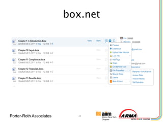box.net




Porter-Roth Associates     21
 